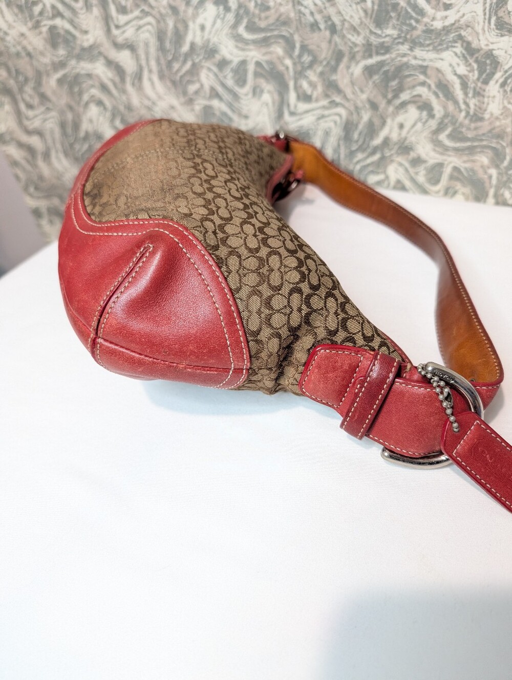 Coach Signature Mini Jacquard Leather Hobo Shoulder Bag - Picture 5 of 9